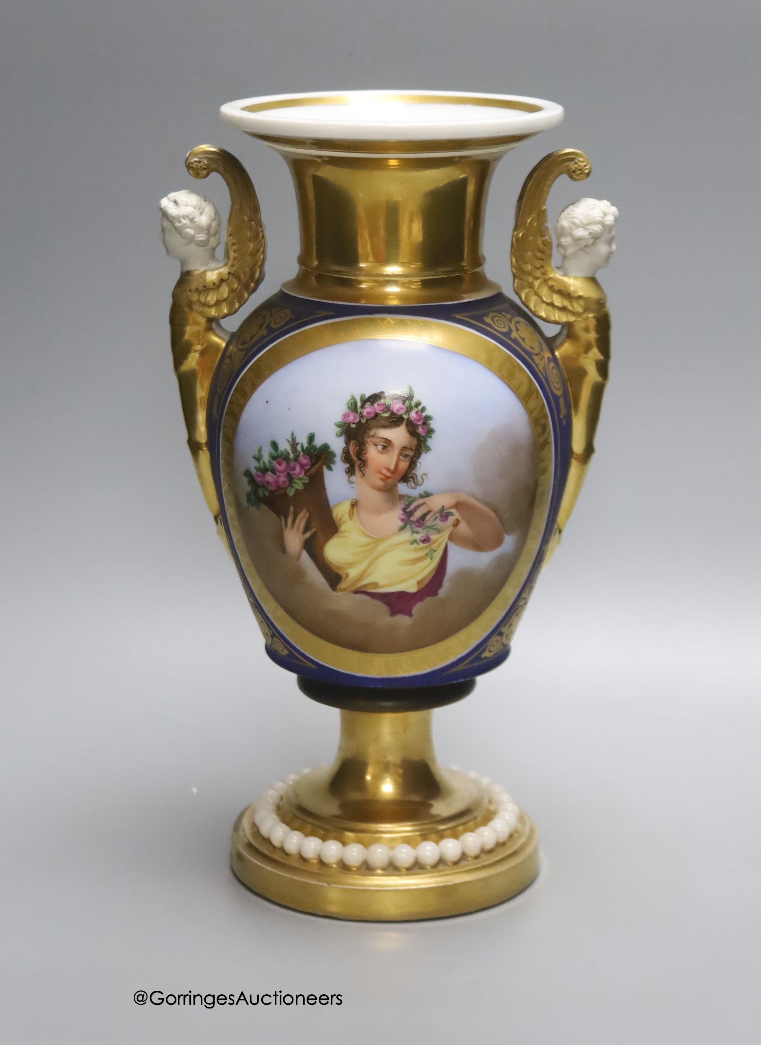 A 19th century Paris porcelain vase, painted with Marie Therese, height 30cm